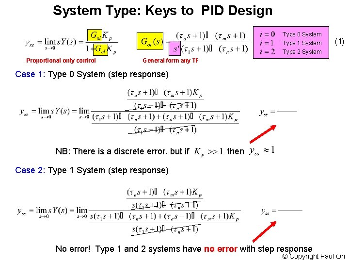 System Type: Keys to PID Design Type 0 System Type 1 System Type 2