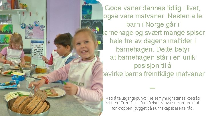 Gode vaner dannes tidlig i livet, også våre matvaner. Nesten alle barn i Norge