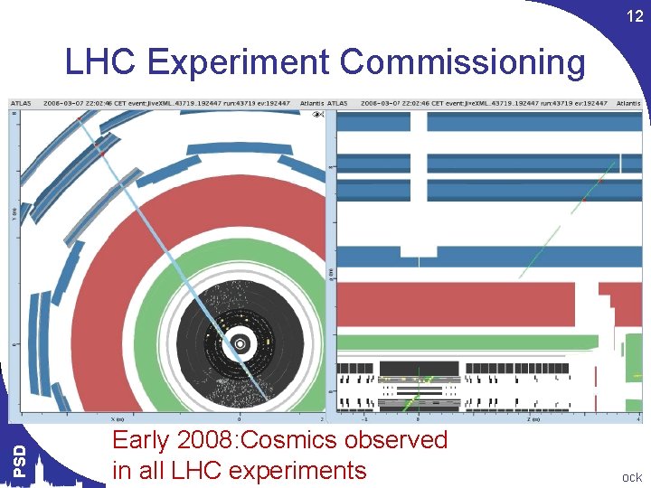 12 PSD LHC Experiment Commissioning Early 2008: Cosmics observed in all LHC experiments Themis