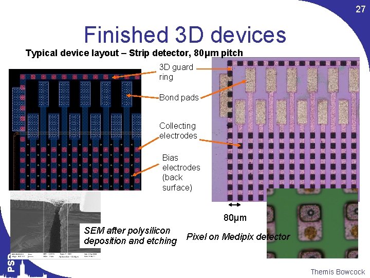 27 Finished 3 D devices Typical device layout – Strip detector, 80μm pitch 3