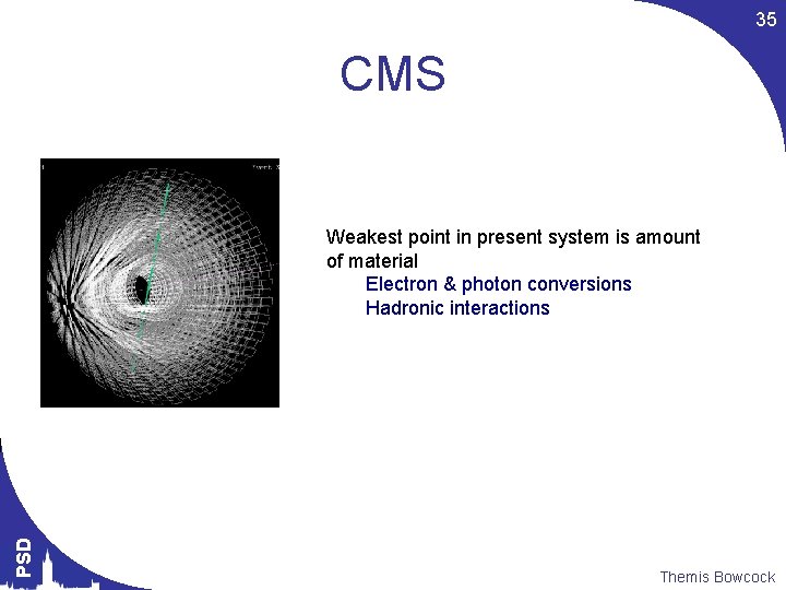 35 CMS PSD Weakest point in present system is amount of material Electron &