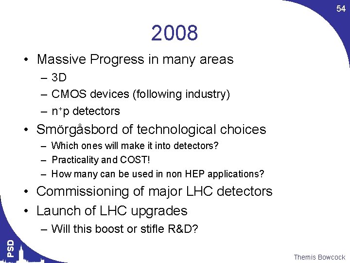 54 2008 • Massive Progress in many areas – 3 D – CMOS devices