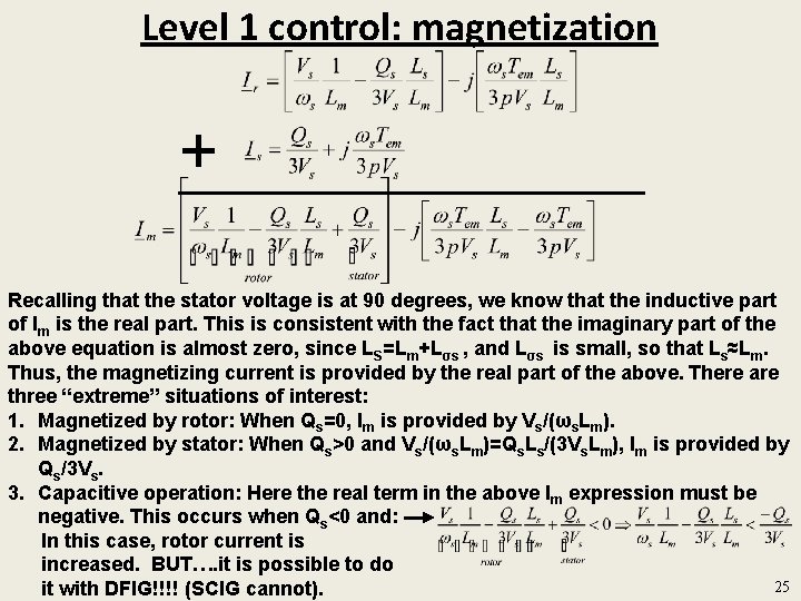 Level 1 control: magnetization + Recalling that the stator voltage is at 90 degrees,