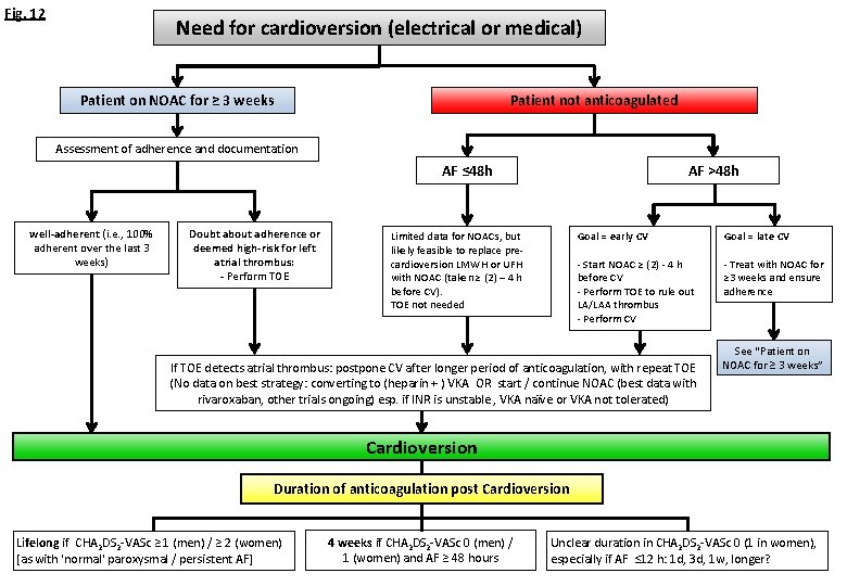 Fig. 12 Need for cardioversion (electrical or medical) Patient not anticoagulated Patient on NOAC