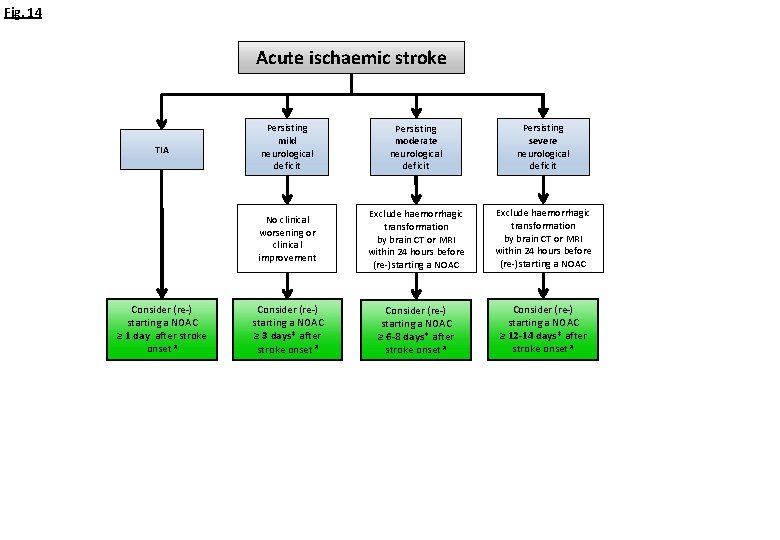 Fig. 14 Acute ischaemic stroke TIA Consider (re-) starting a NOAC ≥ 1 day