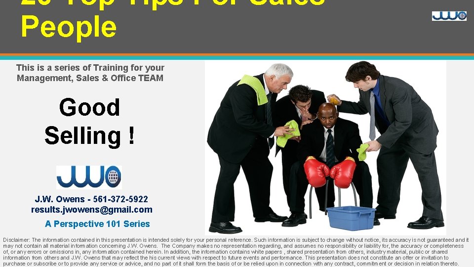 20 Top Tips For Sales People This is a series of Training for your