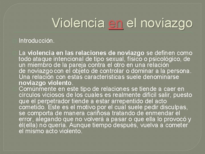Introduccion De Violencia En El Noviazgo