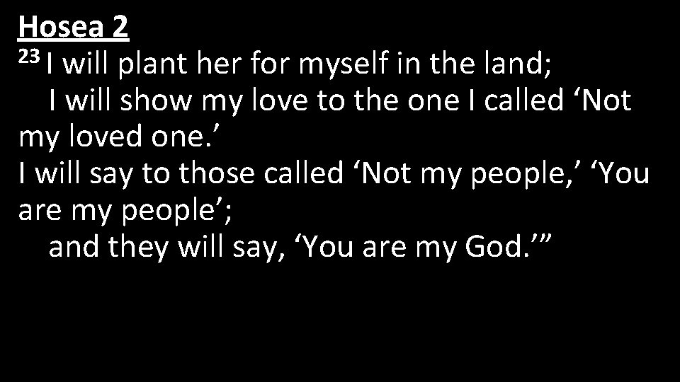 Hosea 2 23 I will plant her for myself in the land; I will