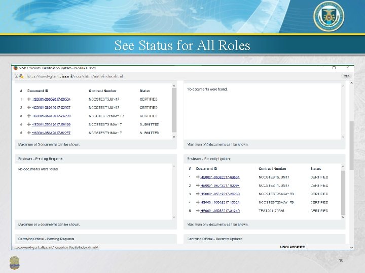 See Status for All Roles 10 