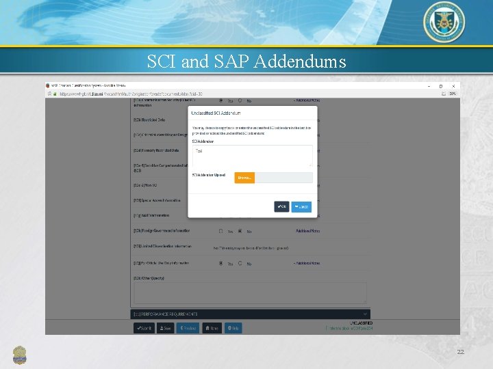 SCI and SAP Addendums 22 