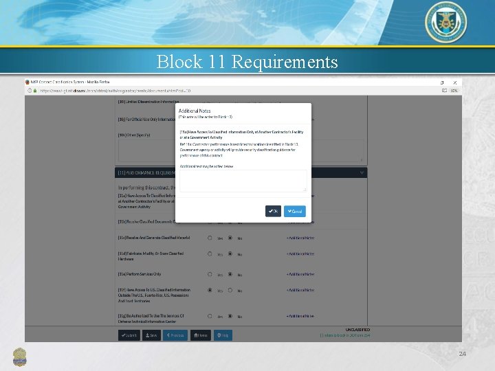 Block 11 Requirements 24 