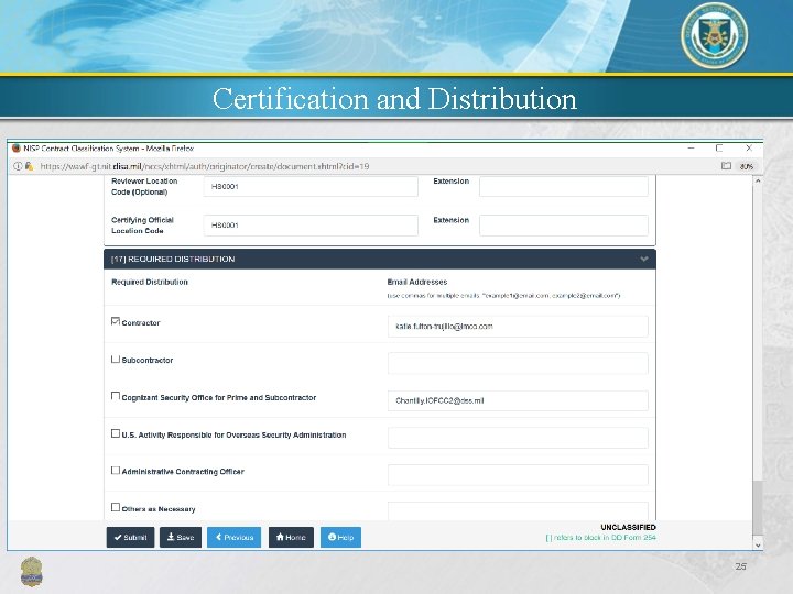 Certification and Distribution 25 