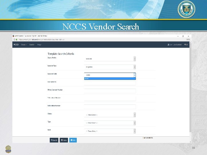 NCCS Vendor Search 34 