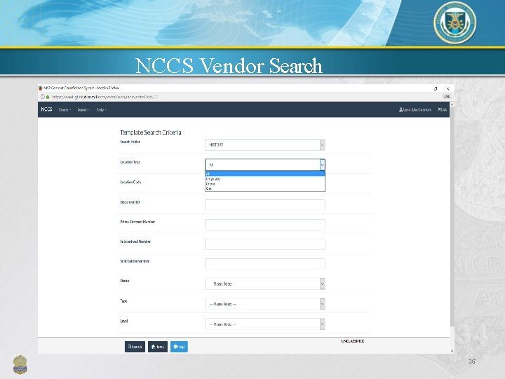 NCCS Vendor Search (cont) 35 