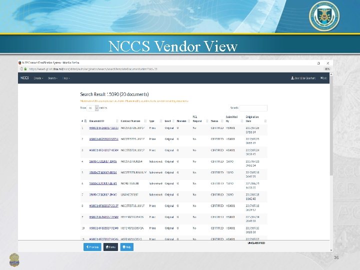 NCCS Vendor View 36 