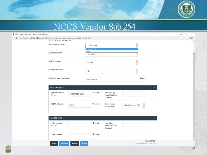 NCCS Vendor Sub 254 38 