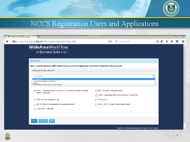 NCCS Registration Users and Applications 4 