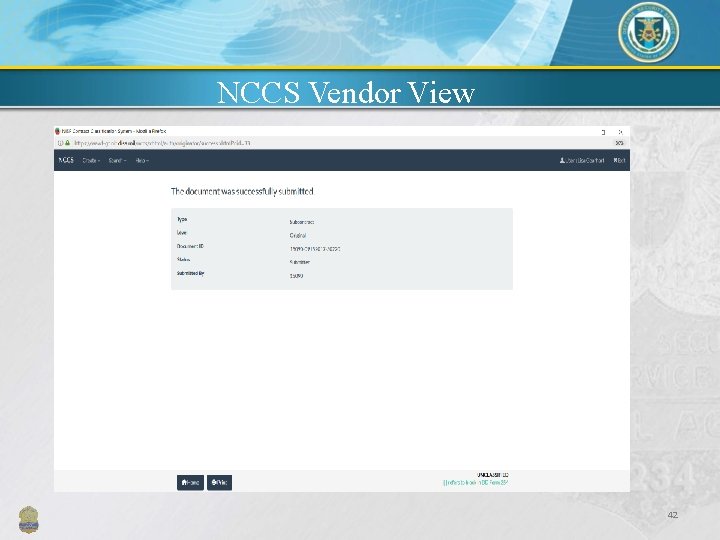 NCCS Vendor View 42 