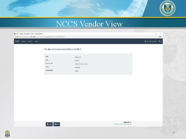 NCCS Vendor View 42 