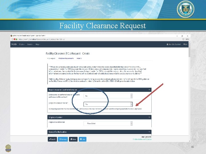 Facility Clearance Request 46 
