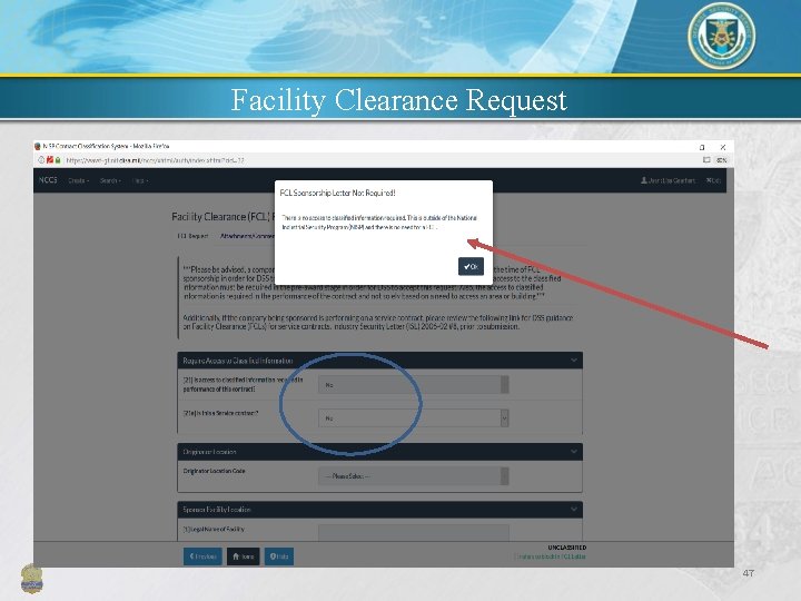 Facility Clearance Request 47 