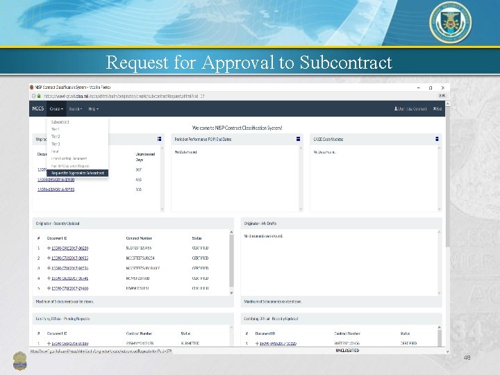 Request for Approval to Subcontract 48 