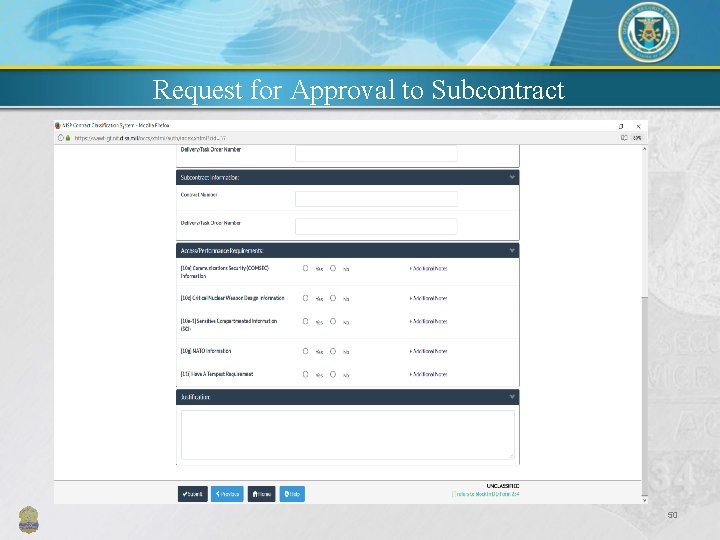 Request for Approval to Subcontract 50 