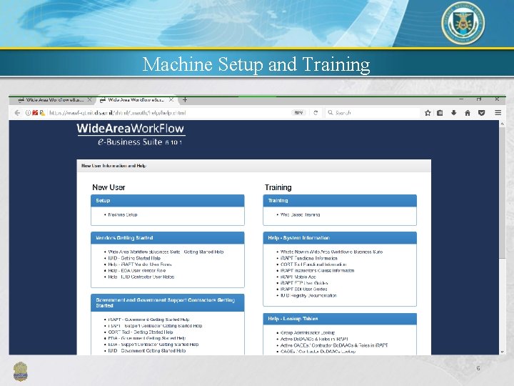 Machine Setup and Training 6 