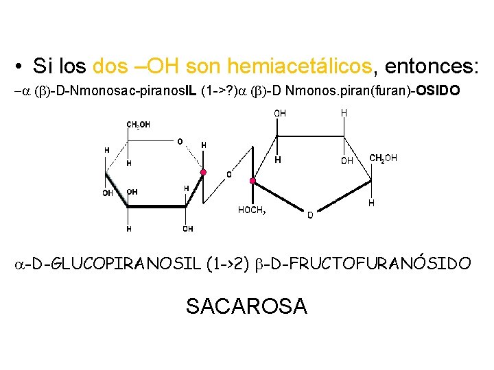  • Si los dos –OH son hemiacetálicos, entonces: - ( )-D-Nmonosac-piranos. IL (1