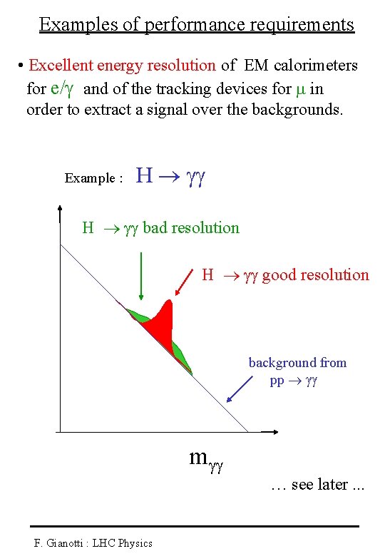 Examples of performance requirements • Excellent energy resolution of EM calorimeters for e/ and