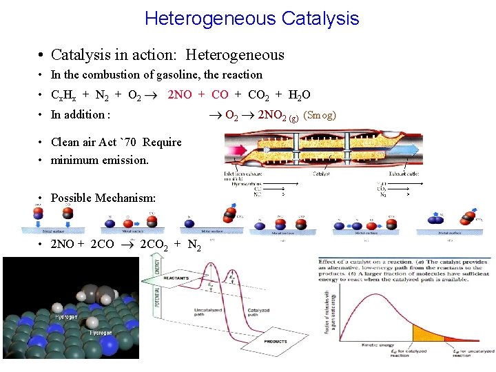 Heterogeneous Catalysis • Catalysis in action: Heterogeneous • In the combustion of gasoline, the