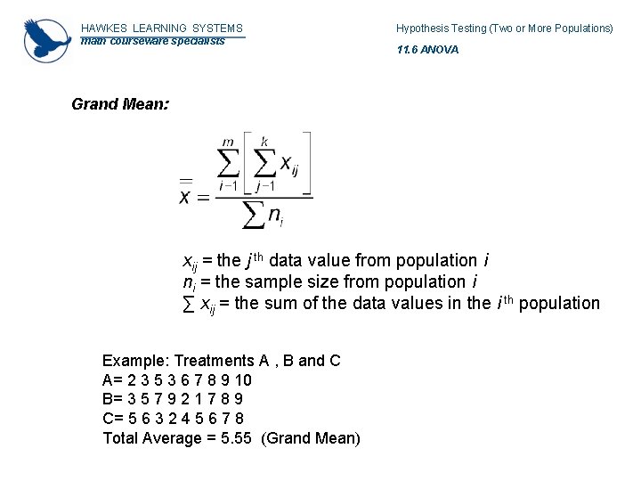 HAWKES LEARNING SYSTEMS math courseware specialists Hypothesis Testing (Two or More Populations) 11. 6