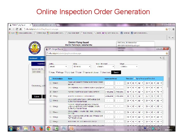 Online Inspection Order Generation 16 
