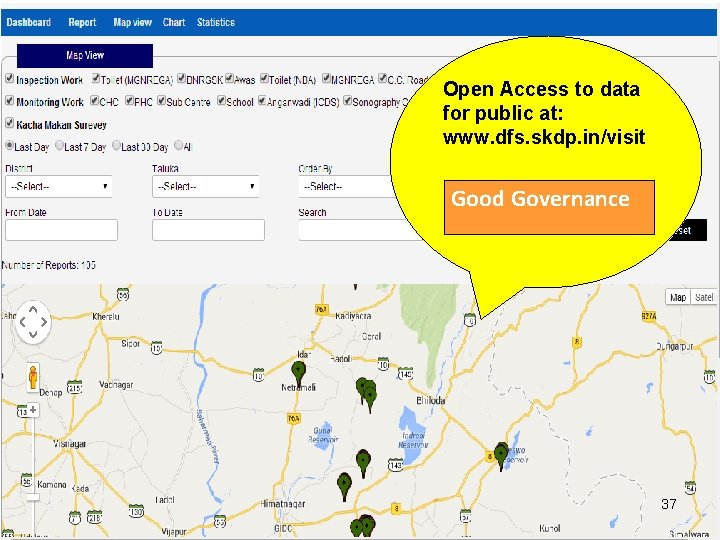 Open Access to data for public at: www. dfs. skdp. in/visit Good Governance 37