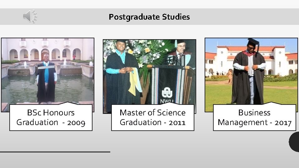 Postgraduate Studies BSc Honours Graduation - 2009 Master of Science Graduation - 2011 Business