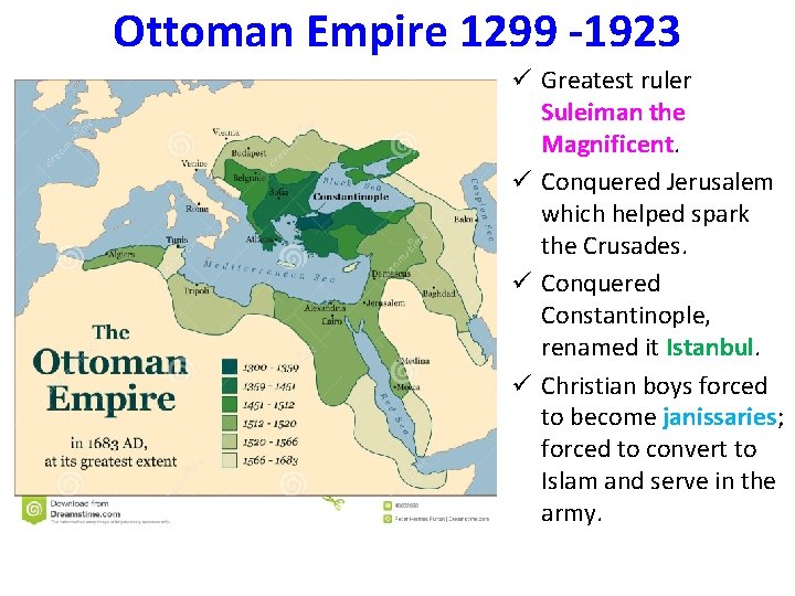 Ottoman Empire 1299 -1923 ü Greatest ruler Suleiman the Magnificent. ü Conquered Jerusalem which