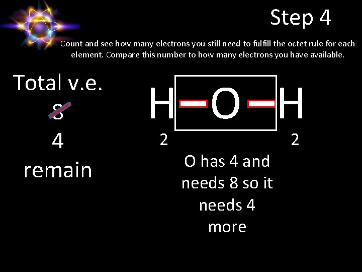 Step 4 Count and see how many electrons you still need to fulfill the
