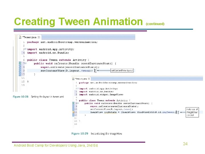 Creating Tween Animation Android Boot Camp for Developers Using Java, 2 nd Ed. (continued)