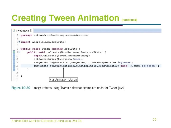 Creating Tween Animation Android Boot Camp for Developers Using Java, 2 nd Ed. (continued)