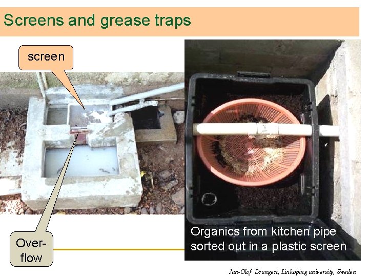 Screens and grease traps screen Overflow Organics from kitchen pipe sorted out in a