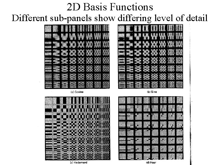 2 D Basis Functions Different sub-panels show differing level of detail 