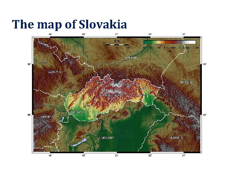 The map of Slovakia 