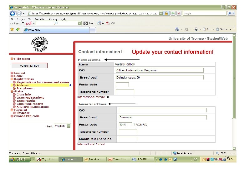 Update your contact information! 16 