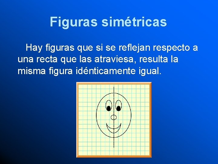 Figuras simétricas Hay figuras que si se reflejan respecto a una recta que las