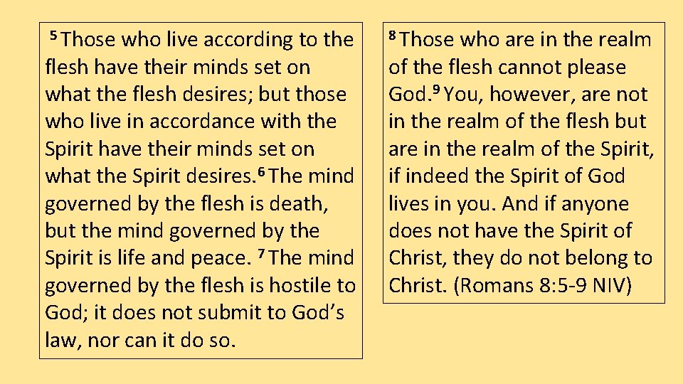 5 Those who live according to the flesh have their minds set on what