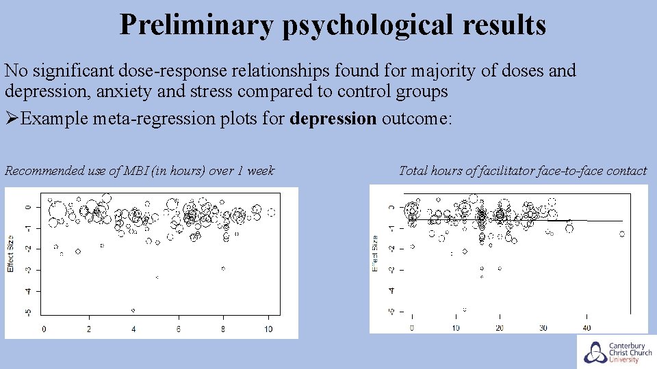 Preliminary psychological results No significant dose-response relationships found for majority of doses and depression,