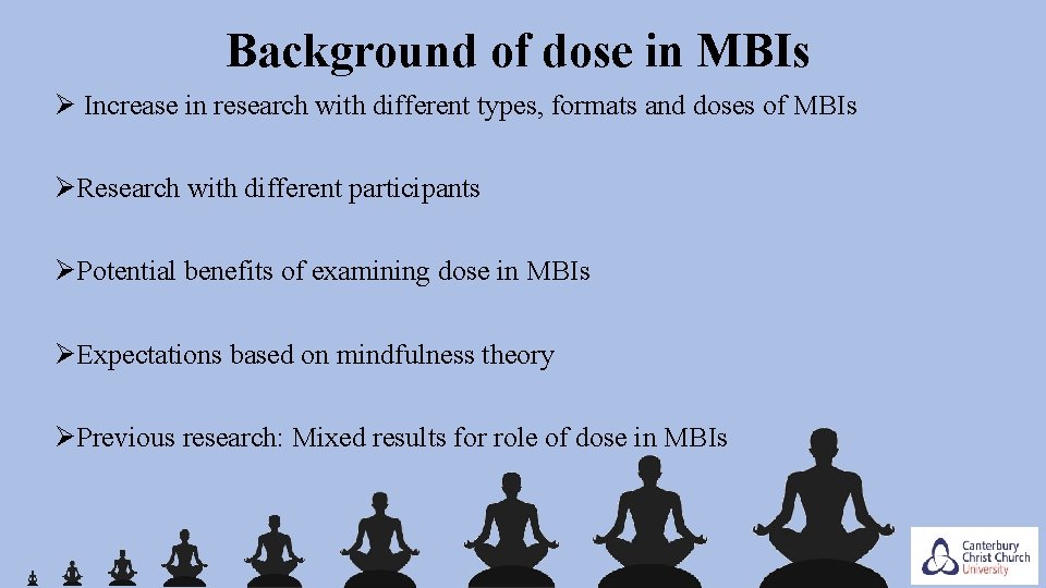 Background of dose in MBIs Ø Increase in research with different types, formats and