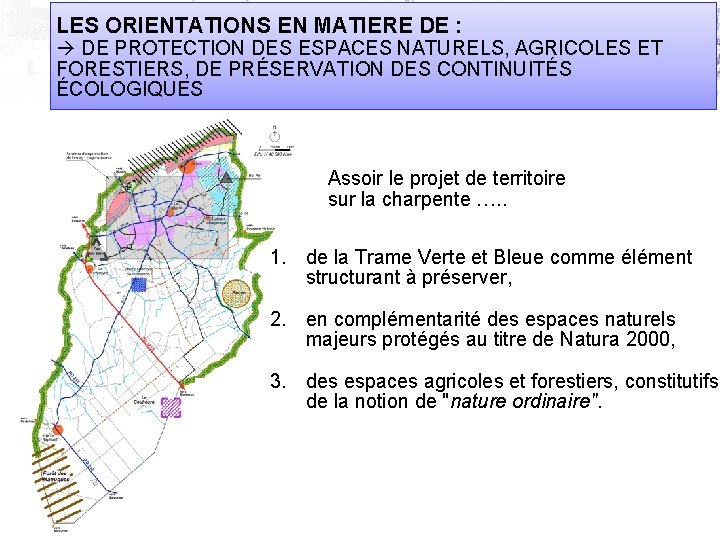 LES ORIENTATIONS EN MATIERE DE : DE PROTECTION DES ESPACES NATURELS, AGRICOLES ET FORESTIERS,