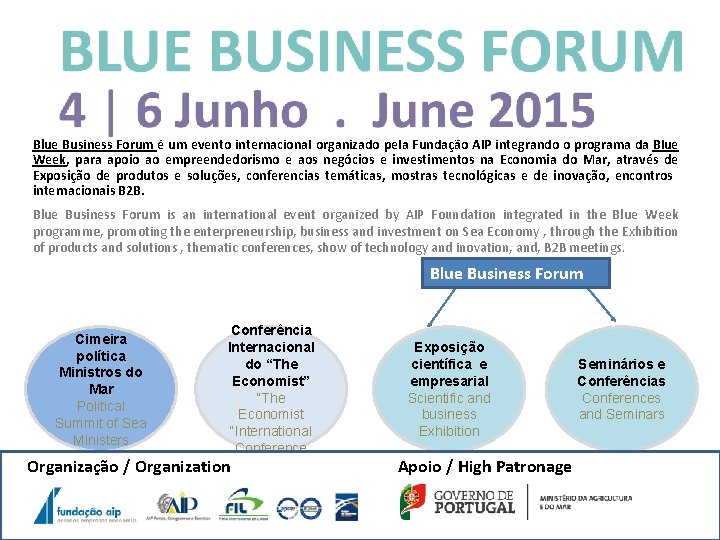 Blue Business Forum é um evento internacional organizado pela Fundação AIP integrando o programa