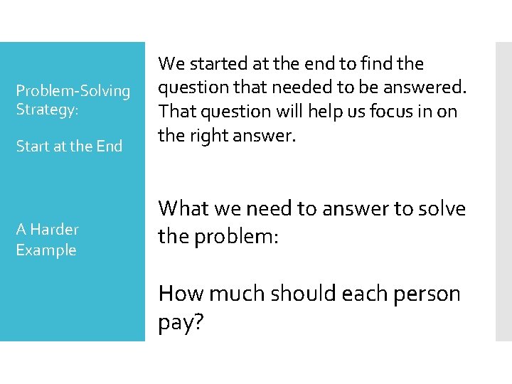 Problem-Solving Strategy: Start at the End A Harder Example We started at the end